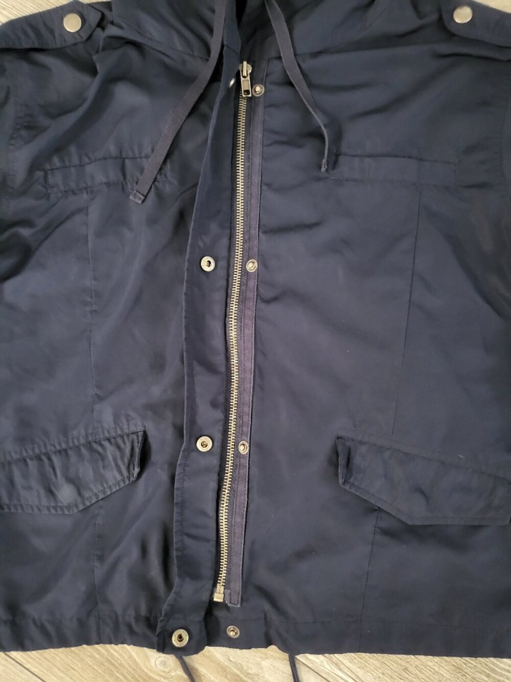 Hooded Windbreaker Jacket Lightweight Forever 21 Navy Blue Size M - Picture 6 of 11